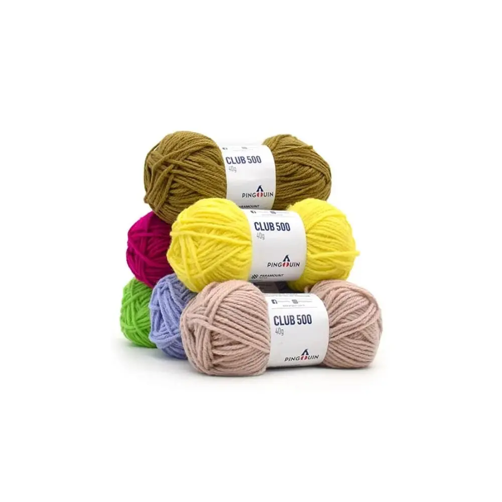 Kit 10 Lãs Pingouin Club 500 40g | Cores Sortidas Variadas, Fio 100% Acrílico Tex 500 para Tricô, Crochê, Amigurumi e Trabalhos Multicor - 1