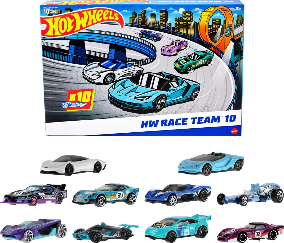 Kit 10 Carrinhos Corrida Hot Wheels Mattel - 1