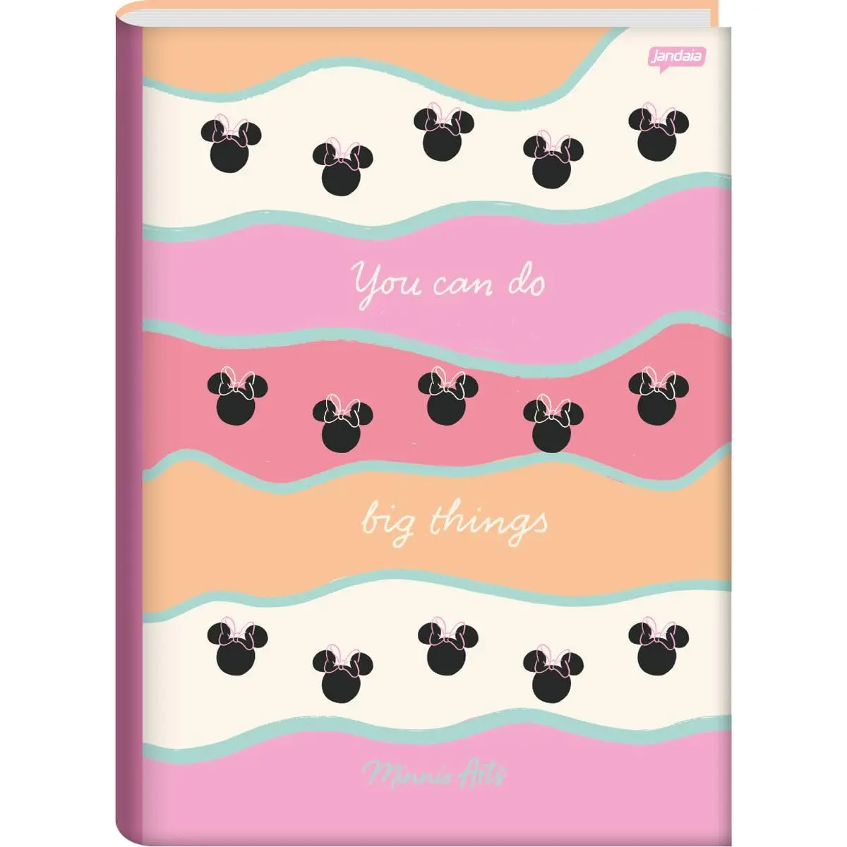 Kit de Cadernos Brochurão, Capa Dura, Minnie Arts, 80 Folhas, Embalagem com 5 Unidades, Jandaia - 1