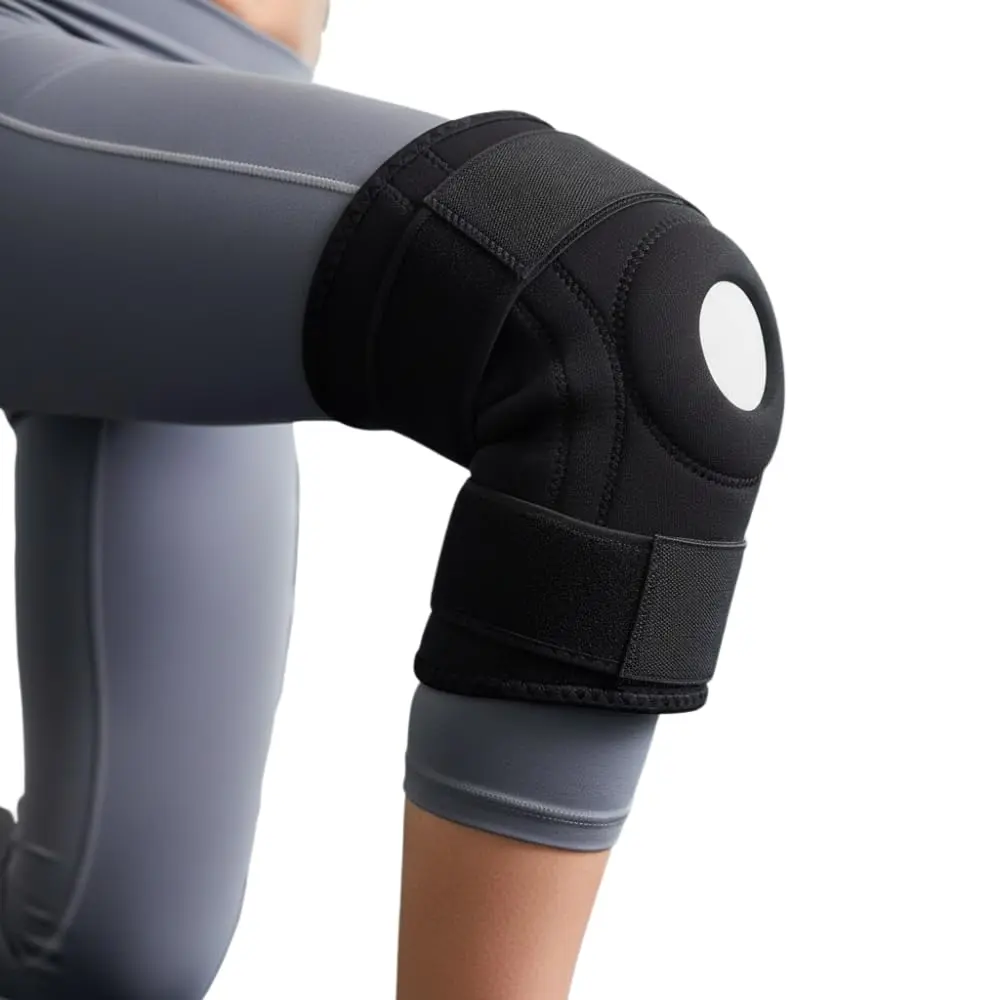 Joelheira de Compressão Articulada com Ajuste em Velcro Preta, Neoprene com Nylon, Alta Resistência, Tamanho Único para Suporte e Estabilidade do Joelho - 1