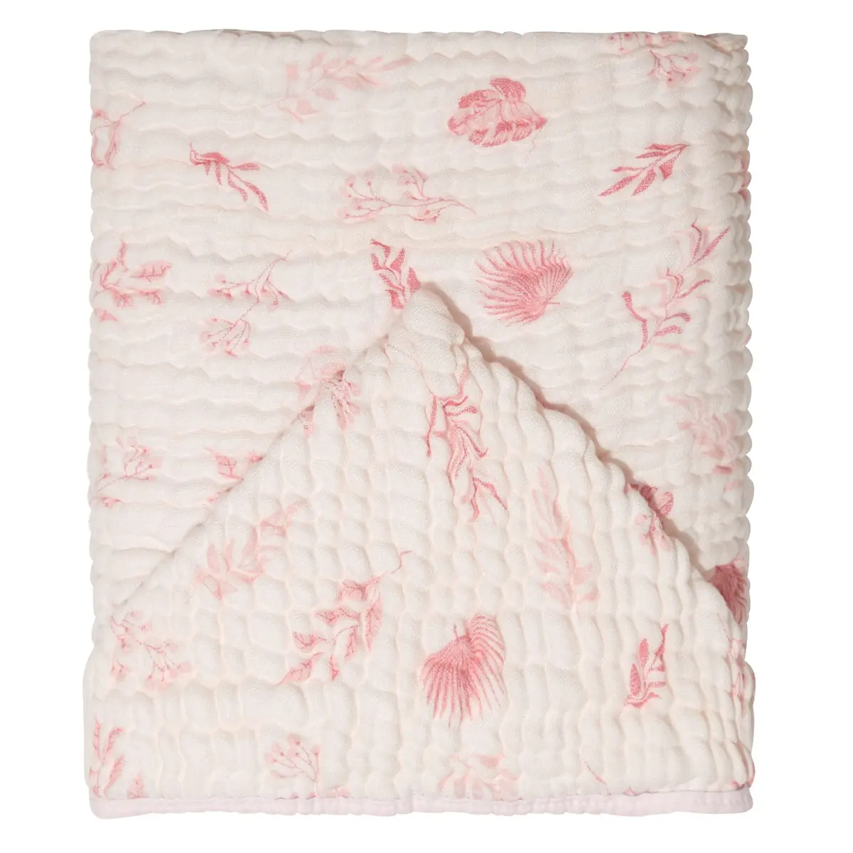 Toalha de Banho Soft Bamboo Mami com Capuz Estampada 1,15M X 85Cm, Folhagem Rosa