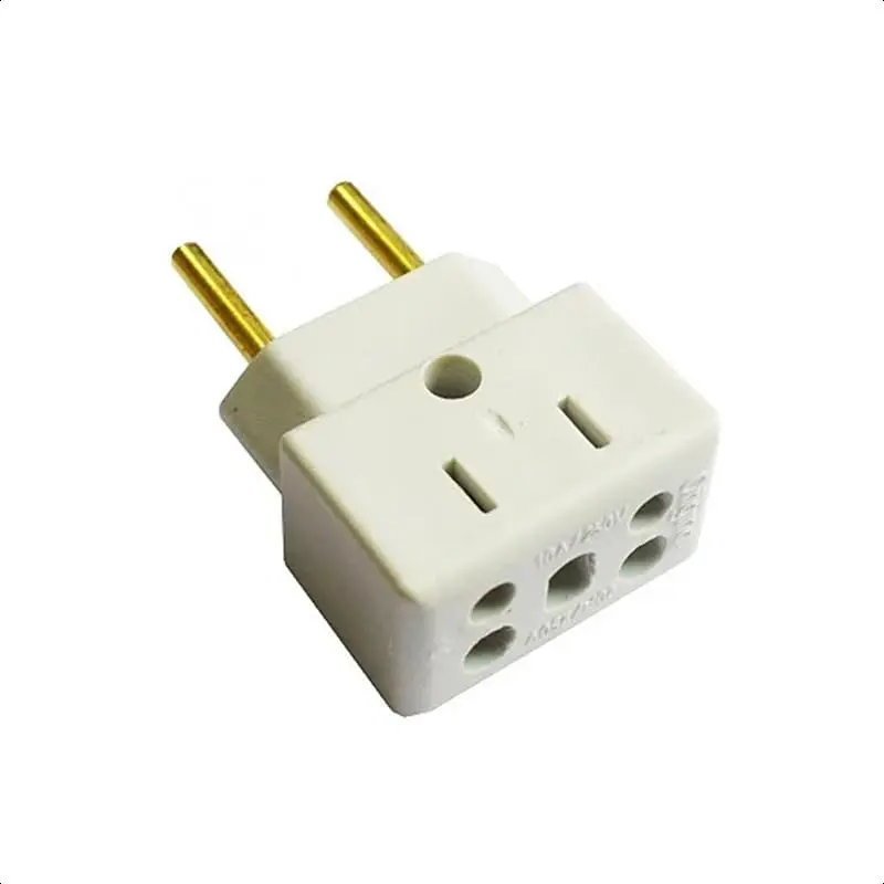 KIT 3 Adaptador De Tomada Universal Em Porcelana 3 Pinos Benjamin 10A/20A Para 2 e 3 Pinos Bivolt 110V/220V Pino Grosso Cor Branca Para Secadores Chapinhas Air Fryer Fritadeiras Microondas PREMIUM - 1