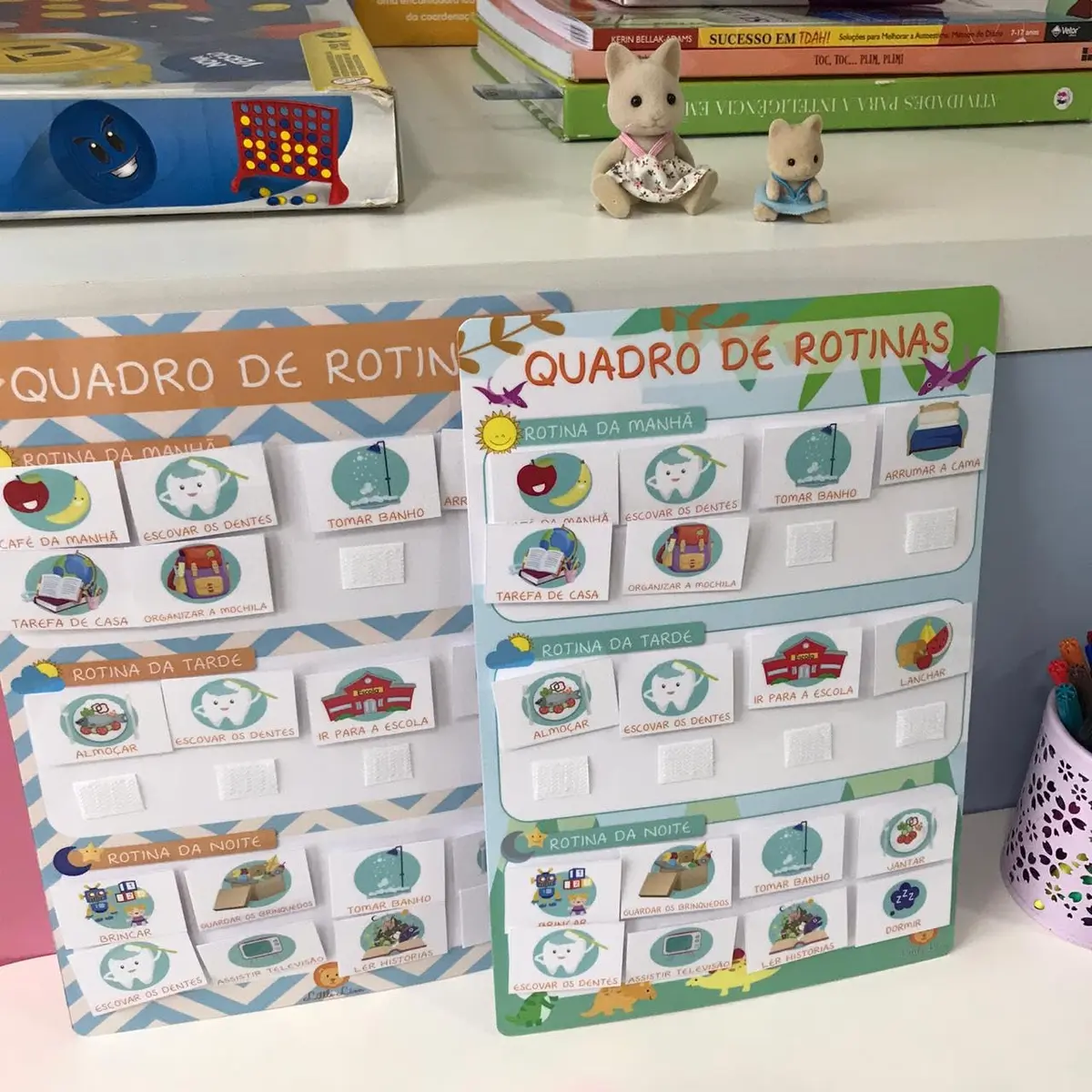 Quadro de Rotinas Diárias (Azul com laranja)