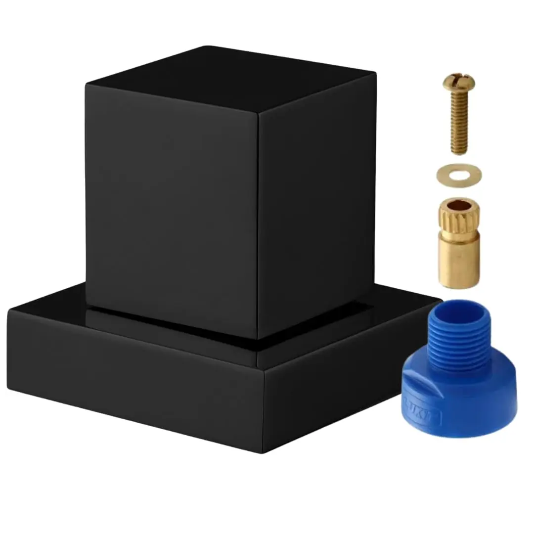 Acabamento para Registro Quadrado Preto Fosco em Metal + Conversor Docol Universal – Compatível com Todos os Registros – Design Moderno Premium Casa Premier