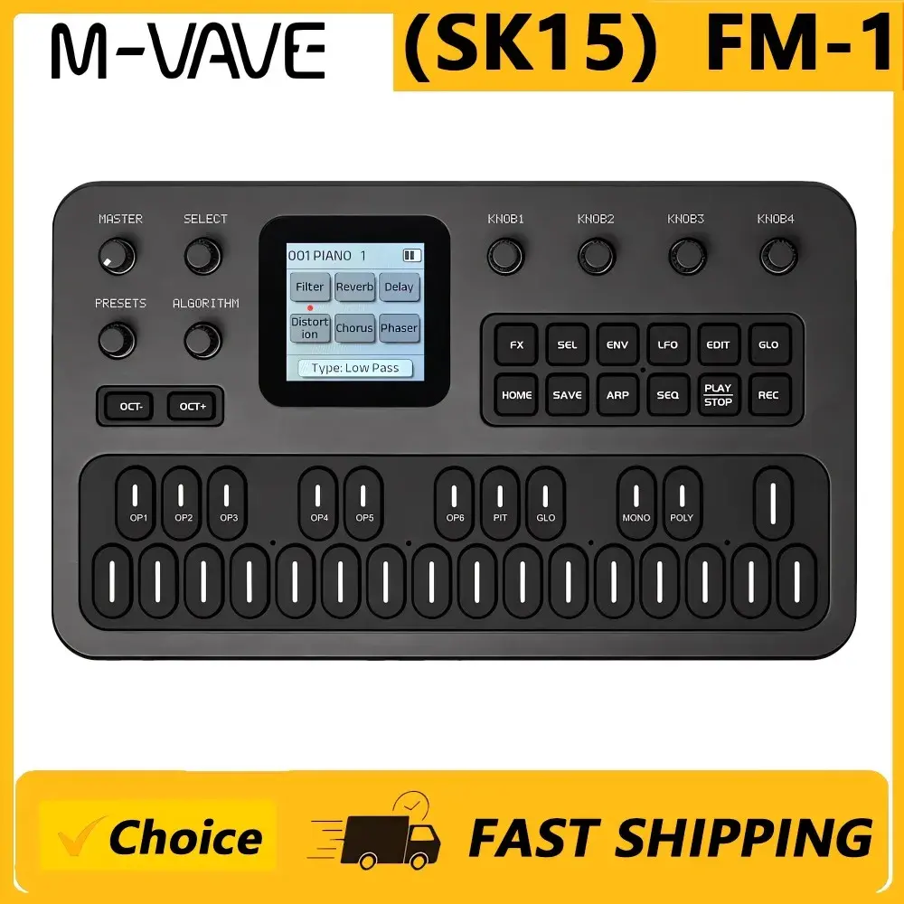 Sintetizador M-VAVE (SK15) FM-1, Fonte de Som Portátil, 128 Presets, Alto-falante Integrado, Alimentado por Bateria - 1