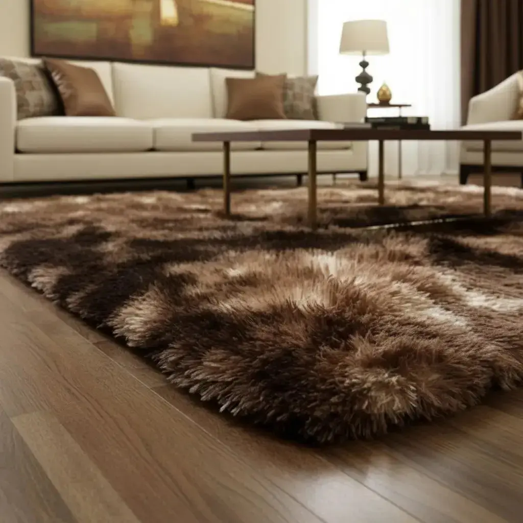 Tapete Shaggy Peludo Sala Marrom Mesclado 2,00x1,40 Harmoniza Ambientes