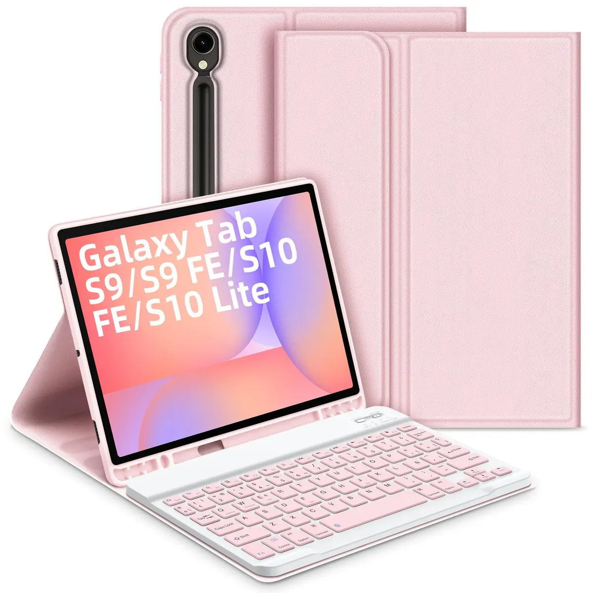 Capa com Teclado para Samsung Galaxy Tab S10 Lite/ S10 FE 10,9" 2025, Layout em Português Brasileiro Teclado com Capa para Galaxy Tab S10 FE / S9 FE 10,9 Polegadas / S9 11 Polegadas, Rosa