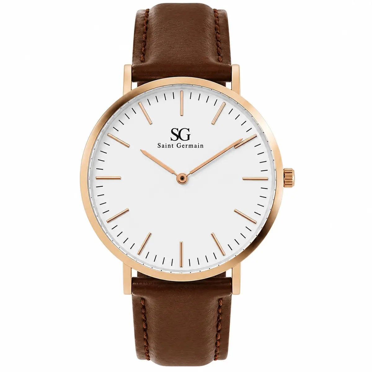 Relógio Unissex Marrom Saint Germain Bronx Rosé Gold 40mm