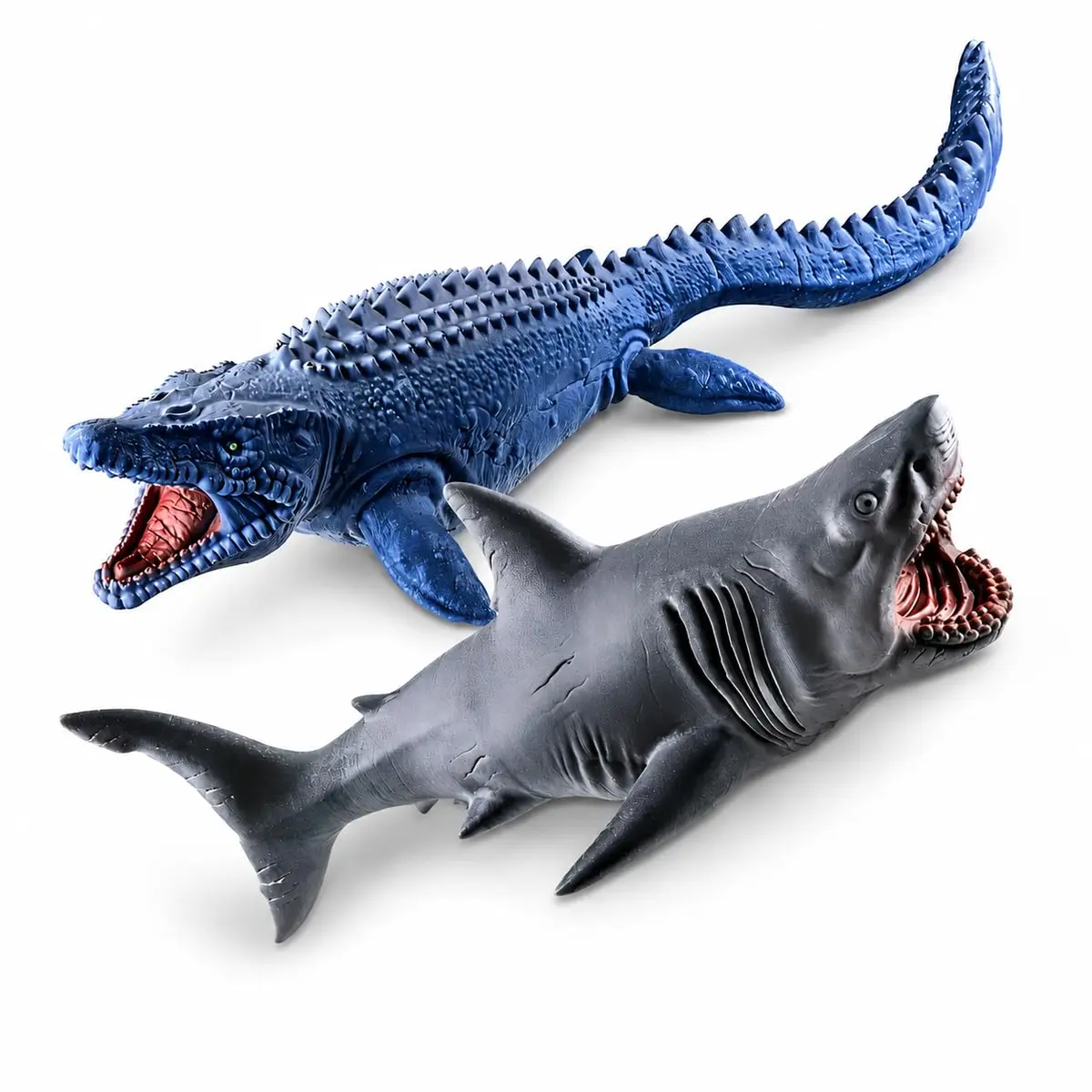 Kit Tubarão e Mosassauro Vinil Realista 26cm e 30cm Brinquedo Infantil 3+