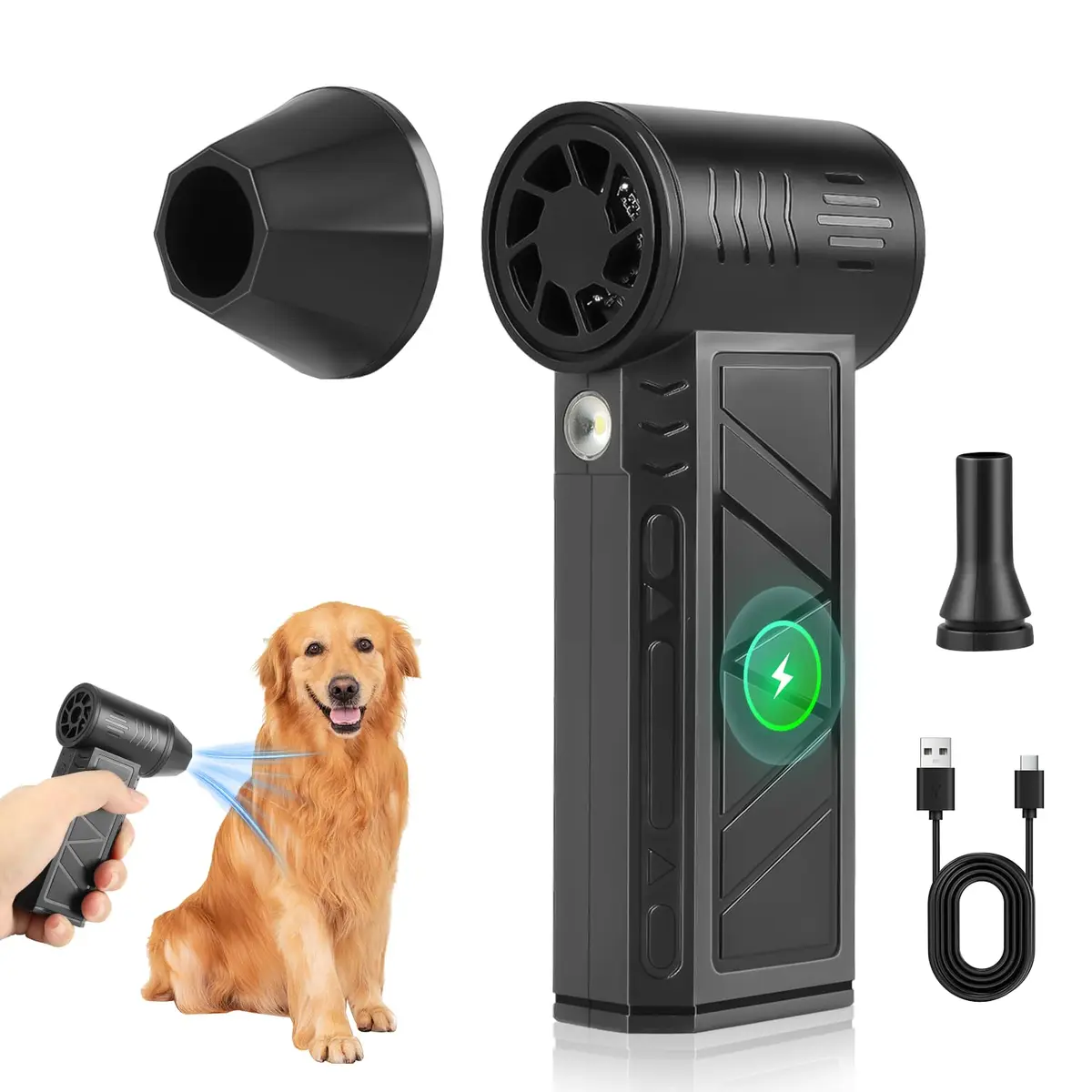 Gavzrt 130.000 RPM Mini Jet Fan Vento, Mini Ventilador a Jato Vento, Sem Fio Super Jet Fan, Mini Soprador Portátil a Jato, Mini Soprador Espanador de Ar para Carro - 1