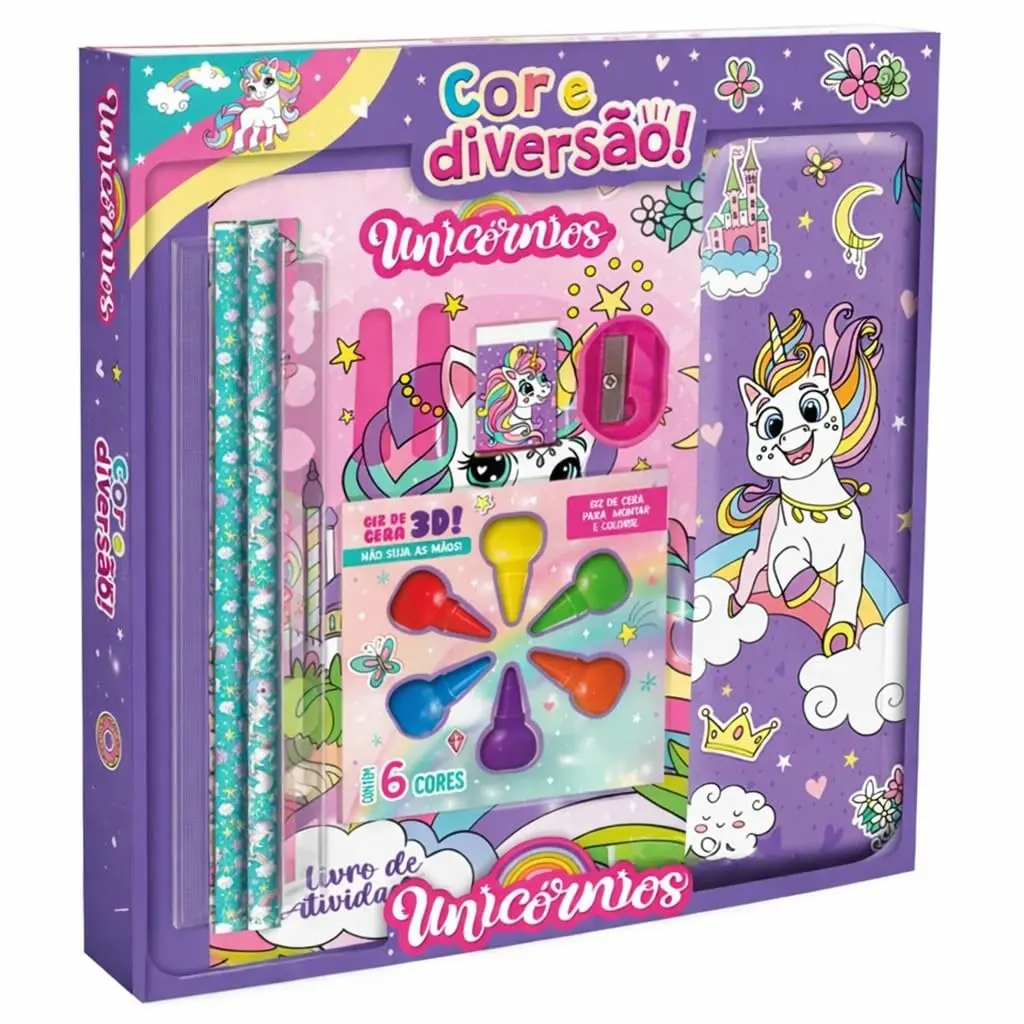 Kit Livro de Atividades Unicórnios com 9 Peças - 1