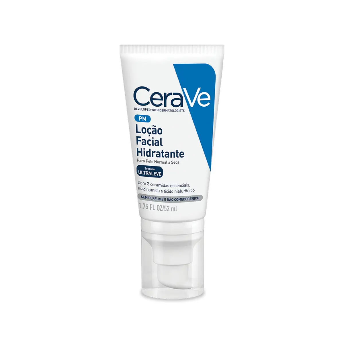 Loção Facial Hidratante CeraVe PM Ceramidas Peles Normais a Secas 52ml | Hidratante facial oil-free com Ceramidas, Ácido Hialurônico e Niacinamida que ajuda a restaurar a barreira da pele