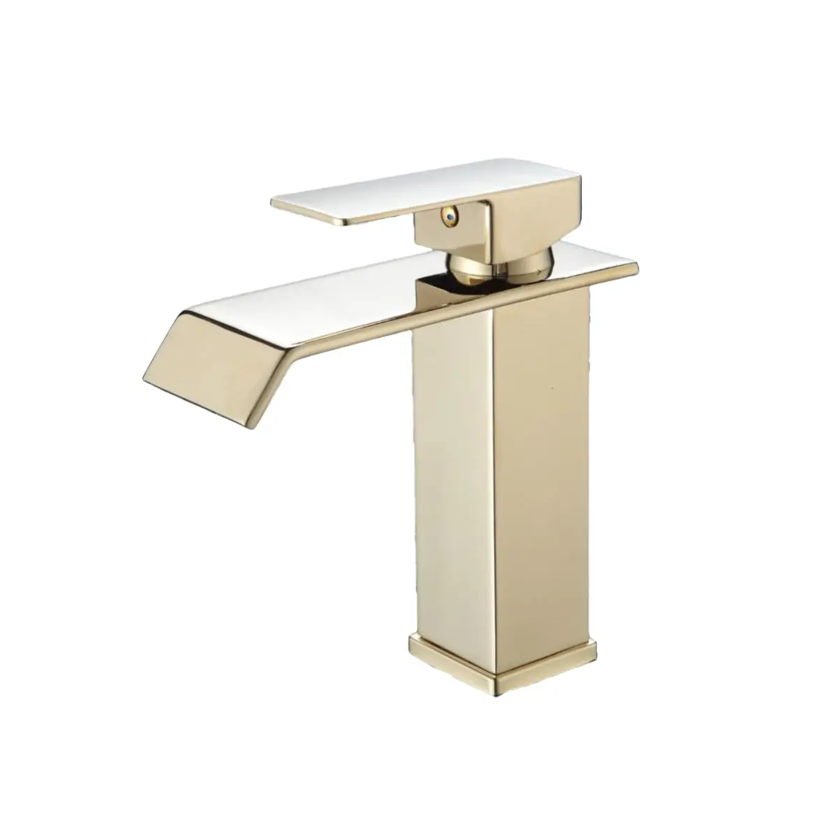Torneira Para Banheiro Cascata Baixa Misturador Monocomando Água Quente e Fria - Aço Inox Dourado