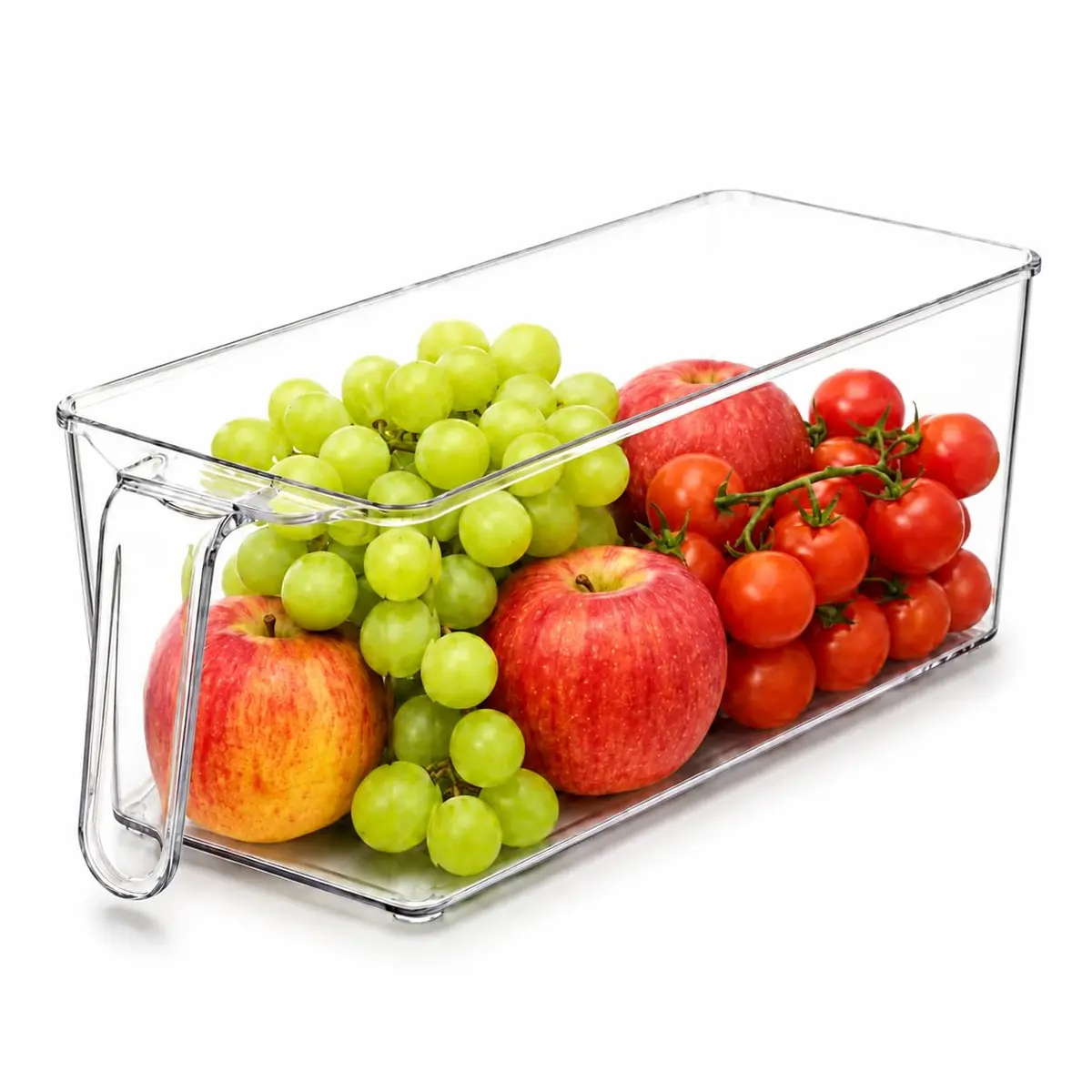 Organizador Multiuso de Geladeira e Despensa com Alça Transparente 2,8L | Multiuso, Para Frutas, Para Ovos, Para Legumes
