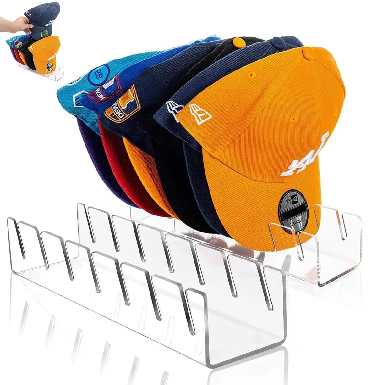 Organizador, 2 Peças para Até 14 Bonés, Suporte para Boné, Porta Boné, Acrilico, Suporte Organizador de Bonés em Acrilico