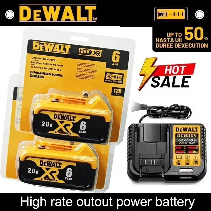 Bateria Dewalt 20V 6AH 100% Original, Bateria Recarregável de Íon de Lítio, Substituição para Ferramentas Dewalt DCB200DCBL722/DCL050/DCF850