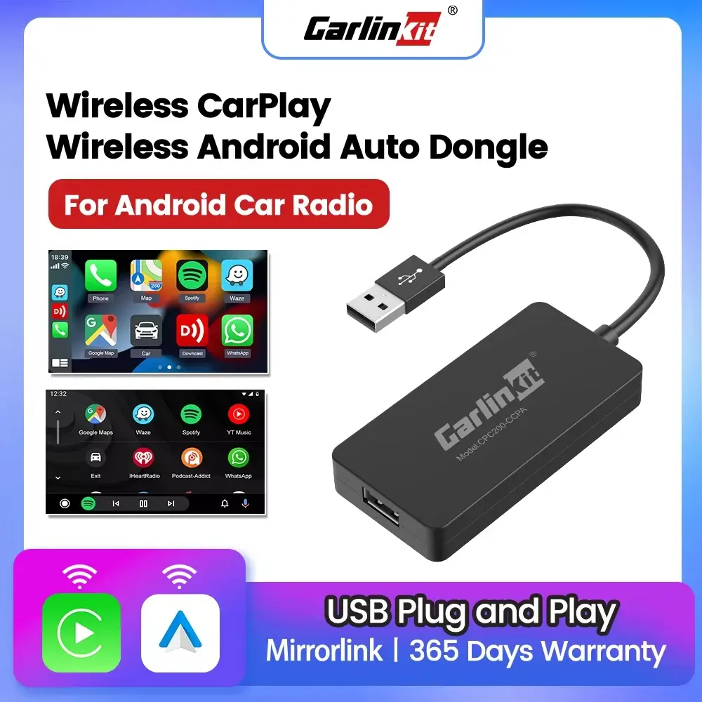 Adaptador USB Wireless LoadKey & Carlinkit para CarPlay e Android Auto, Conexão Automática para Espelhamento de Tela Android