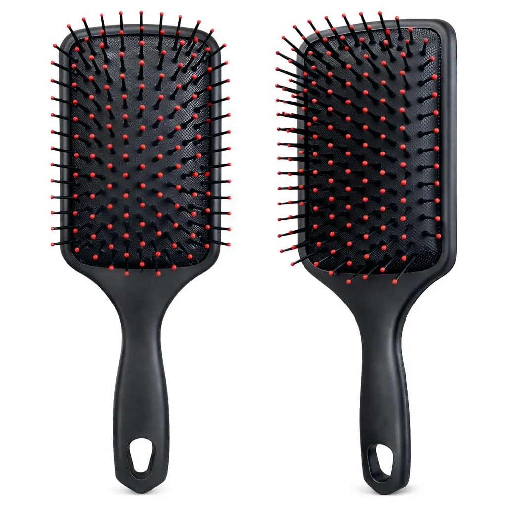 Escova de Cabelo Raquete Almofadada - Cerdas Macias, Anti Frizz, Aniti Quebra Profissional PREMIUM - Cor PRETA - 1