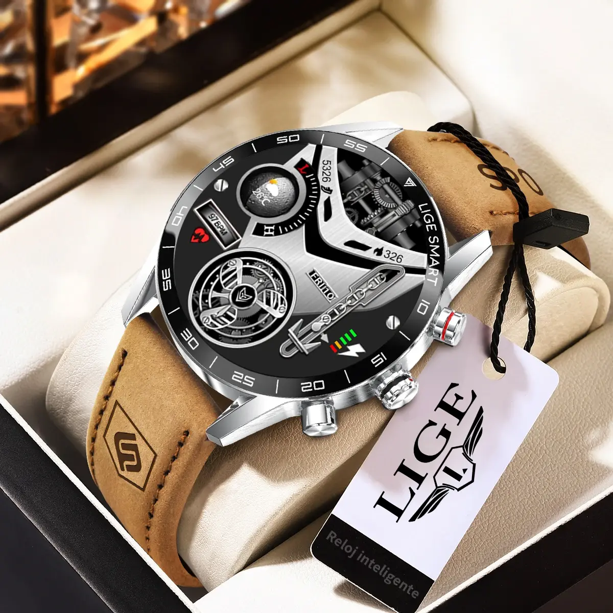 LIGE 2026 Novo Relógio Inteligente Militar Robusto com GPS para Homens, Tela AMOLED HD, Monitor de Frequência Cardíaca, Chamada Bluetooth, À Prova D'água, Smartwatch para Atividades ao Ar Livre - 1