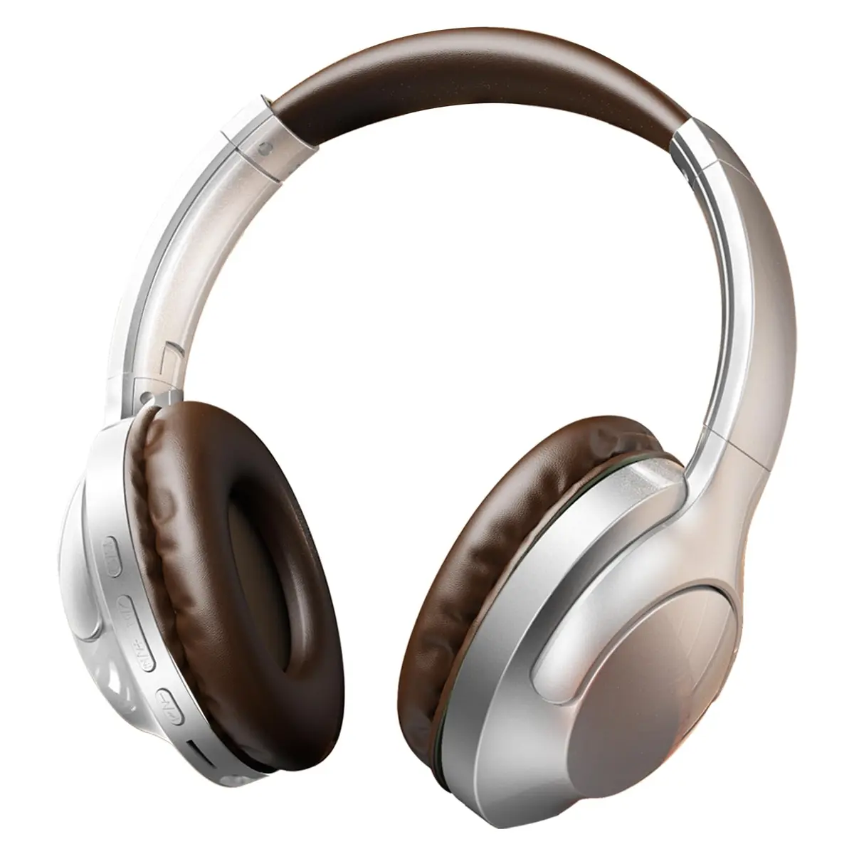 Fone de Ouvido Bluetooth 5.2 Sem Fio Headset, Cancelamento de Ruído 6.0, 10h Bateria, Conforto Premium Design Dobrável Headphone Over-Ear, Conexão Estável, Prata Marrom - 1
