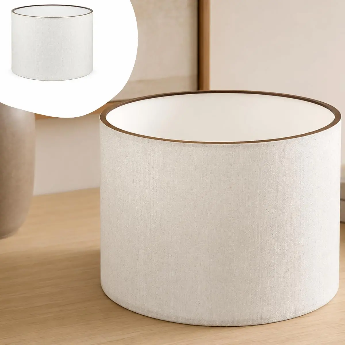 Cúpula De Abajur Luminária 40x25 Cm Modelo Artesanal Com Tecido MDF Imbuia