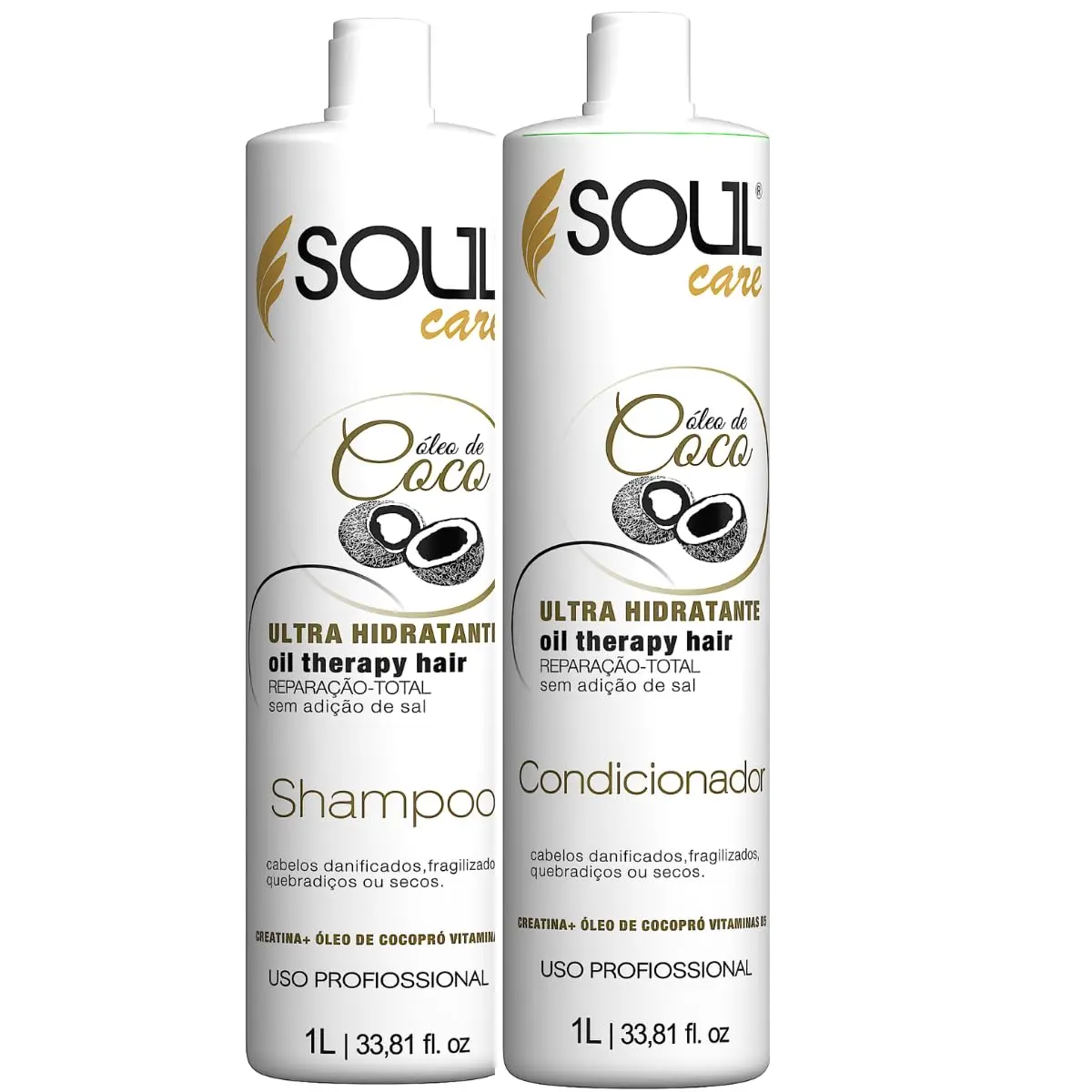 Soul Care Kit Óleo de Coco Shampoo e Condicionador 1L