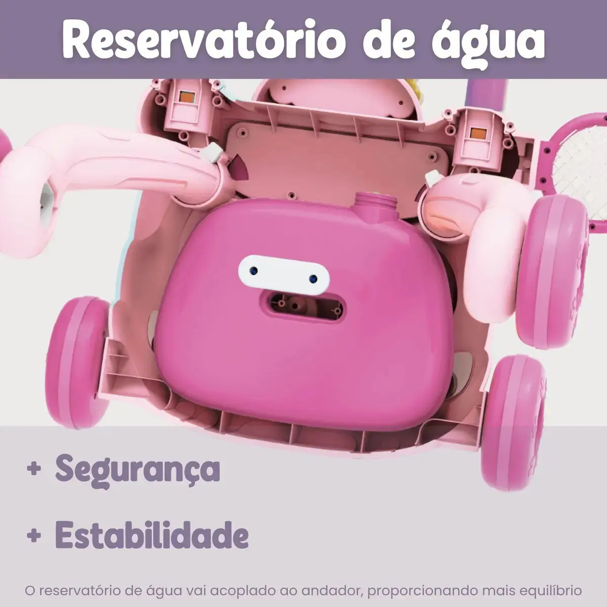 Andador Infantil Empurrador Atividade Musical Bebê Didático Cor Rosa thumbnail 3