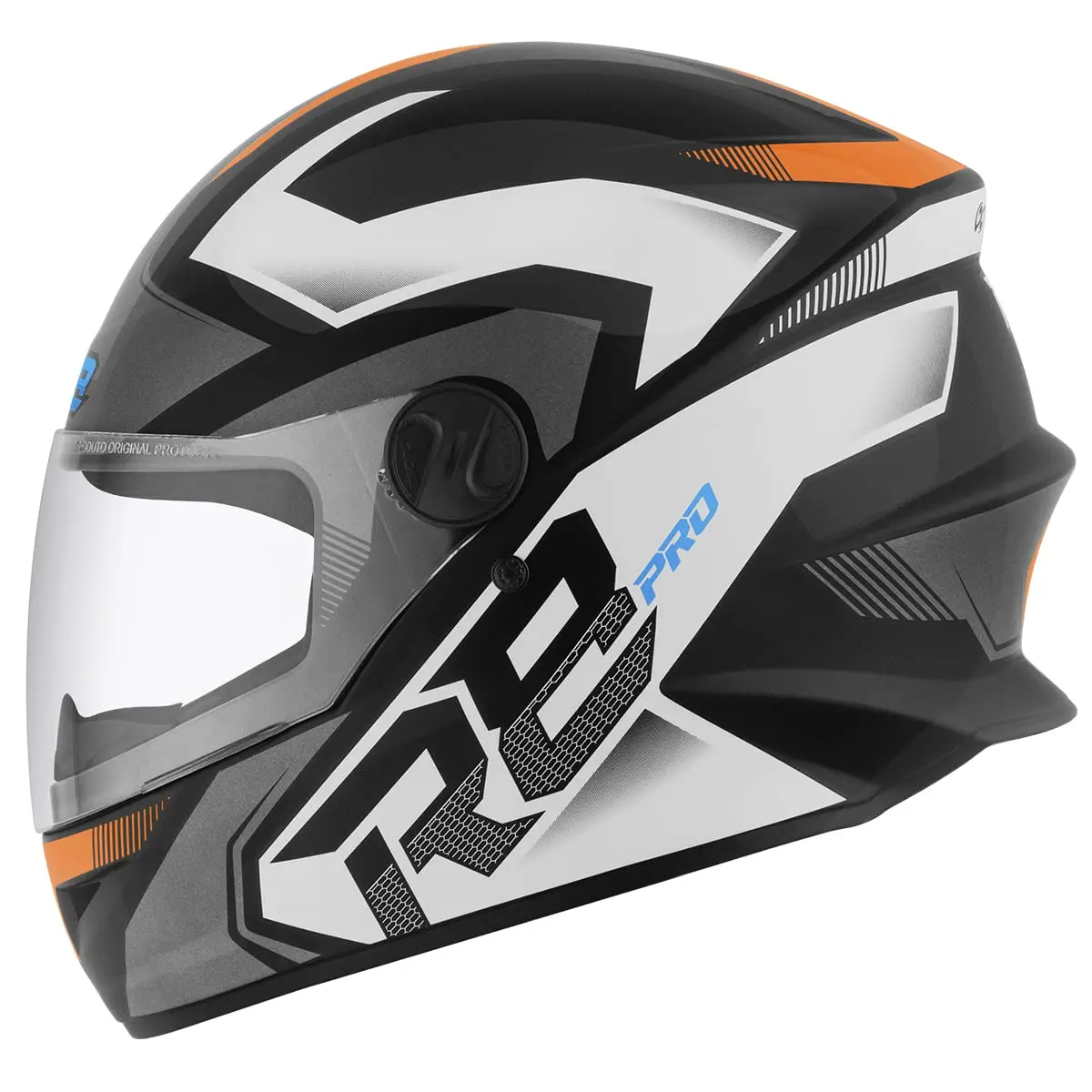 CAPACETE FECHADO PRO TORK R8 PRO BRILHANTE PRETO - LARANJA TAM. 58