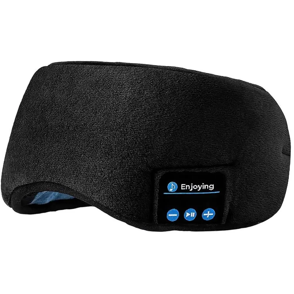 Máscara de Dormir Bluetooth com Fones de Ouvido Integrados - Tapa Olho para Sono Tranquilo e Relaxante sem Fios (Preto)