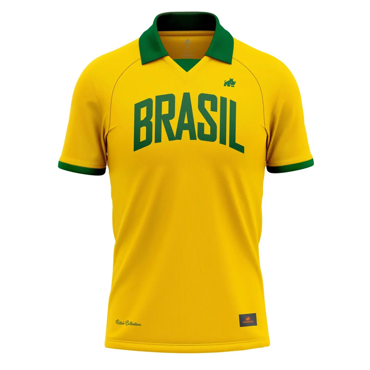 RINNO CLASs, Camisa Brasil Retrô Polo Piquet Premium Orginal Rinno Class Futebol