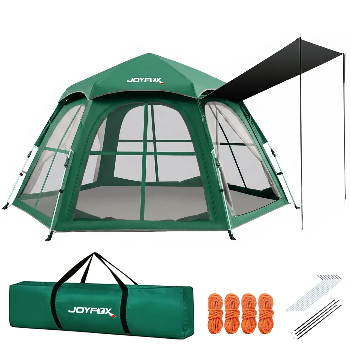 JOYFOX Barraca de Camping 2025 Automática Hexagonal para 6 a 8 Pessoas – Instalação Rápida, Ventilada, à Prova d’Água com Sala Frontal - 1