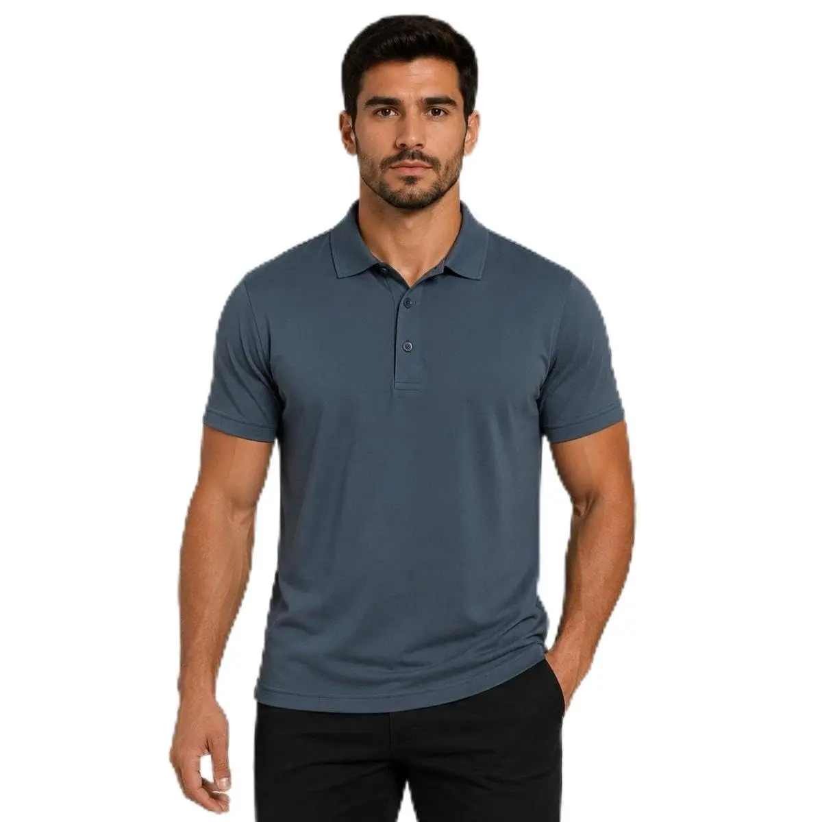 Camisa Polo Masculina Manga Curta Malha Leve Respirável - 1