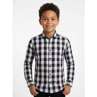 Infantil - Camisa Alfa Xadrez Algodão Manga Longa Luxo Preto