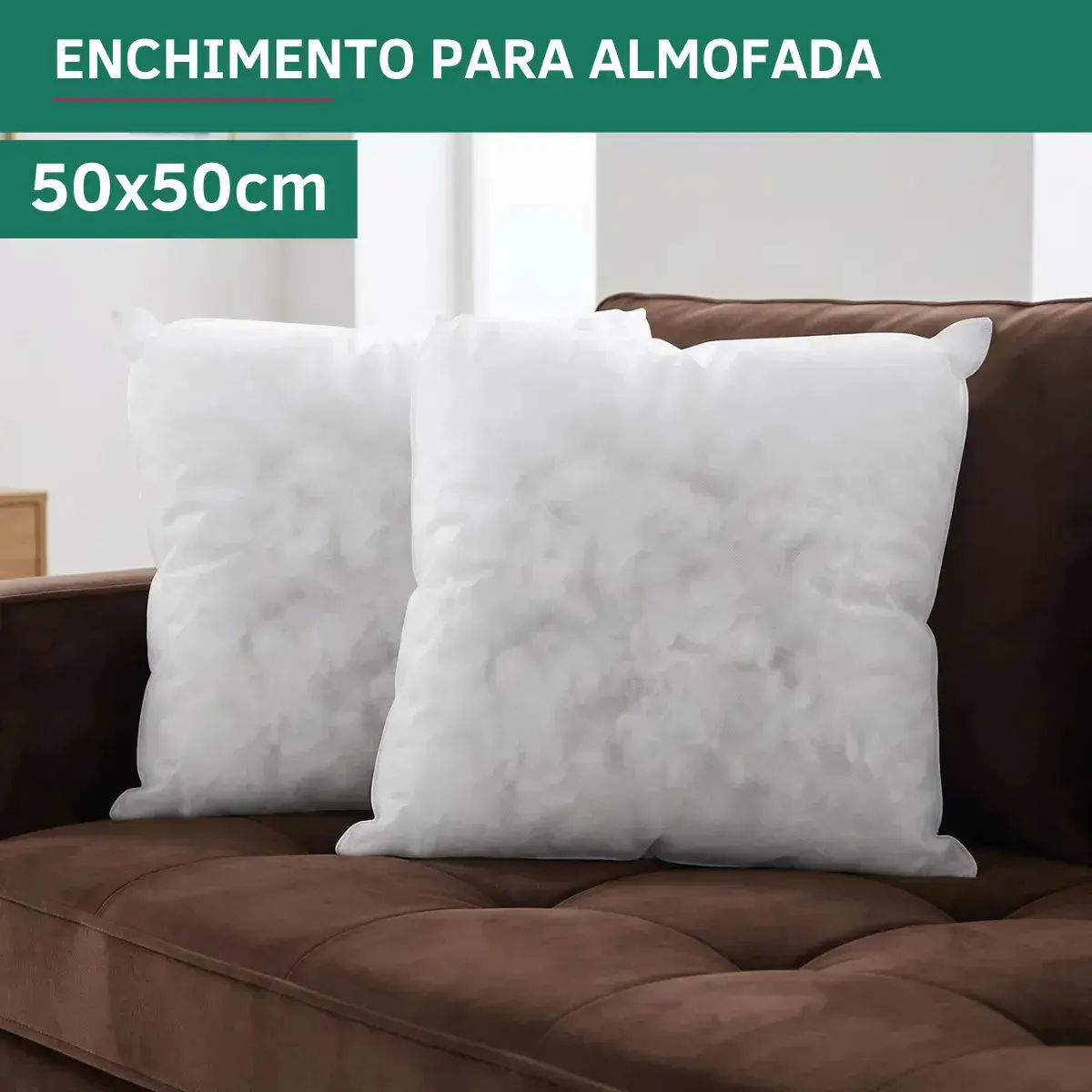 Kit 2 Refil Almofada 50x50 Enchimento Fibra Siliconada Hipoalergênico Antiácaro Extra Macio Premium - 1