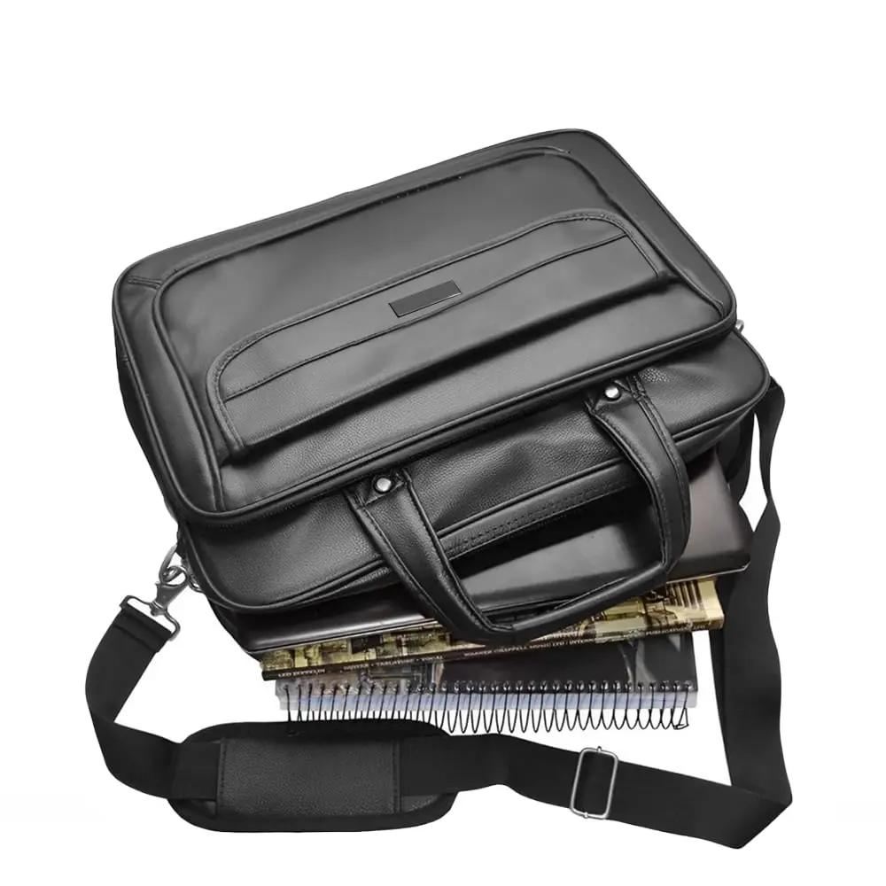 Pasta Executiva Masculina em Couro Impermeável, Maleta de Mão com Múltiplos Compartimentos e Design Sofisticado: Ideal para Advogados, Médicos e Professores em Busca de Estilo e Praticidade (Preto) - 1
