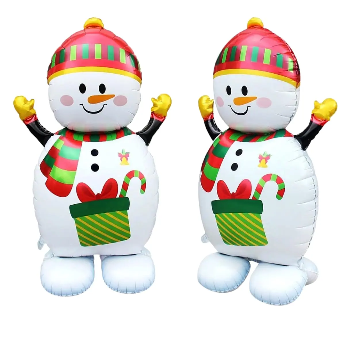 Balão Metalizado 3D Inflável Boneco de Neve Decoração Natalina | Infla com ar comum, sem hélio, e se sustenta sozinho