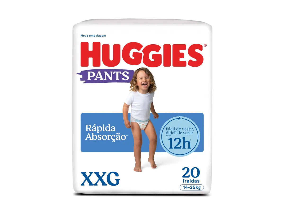Huggies Rápida Absorção Pants, Bumbum Sequinho Até 12h XXG - 20 Un | A