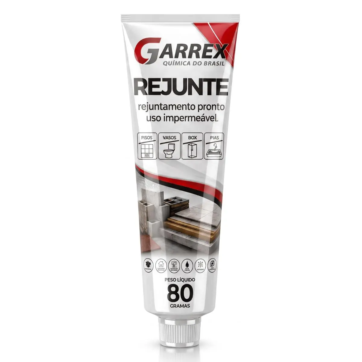 Rejunte Bege que Não Escorre para Box e Pia Pronto Uso GARREX 80G PALHA | Secagem Rápida, Uso em Banheiros, Cozinhas, azulejos, pisos