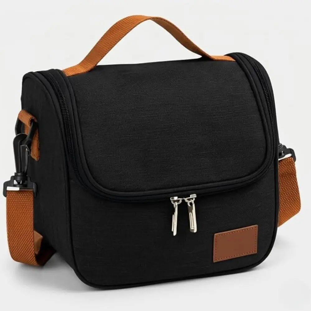 Bolsa Térmica Lancheira com Alça de Ombro para Marmita - Academira, Trabalho, Escola, Faculdade e Passeios - Marmiteira Impermeável Resistente 7 Litros - Cor PRETA - 1