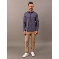 Camisa Manga Longa Calvin Klein Jeans Regular Fil a Fil - Azul Marinho Camisa Manga Longa Calvin Klein Jeans Regular Fil a Fil Azul Marinho Ggg