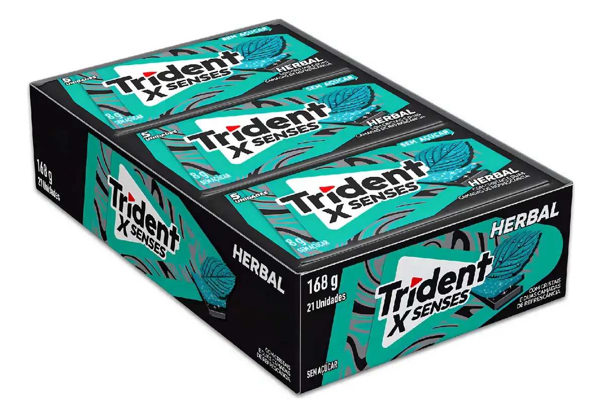 Trident Chiclete Sabor Herbal Sem Açucar 21 unidades de 8g - 1