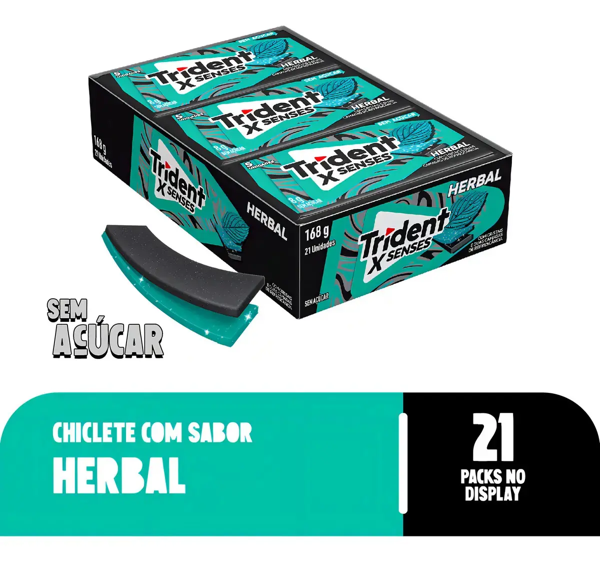 Trident Chiclete Sabor Herbal Sem Açucar 21 unidades de 8g thumbnail 2