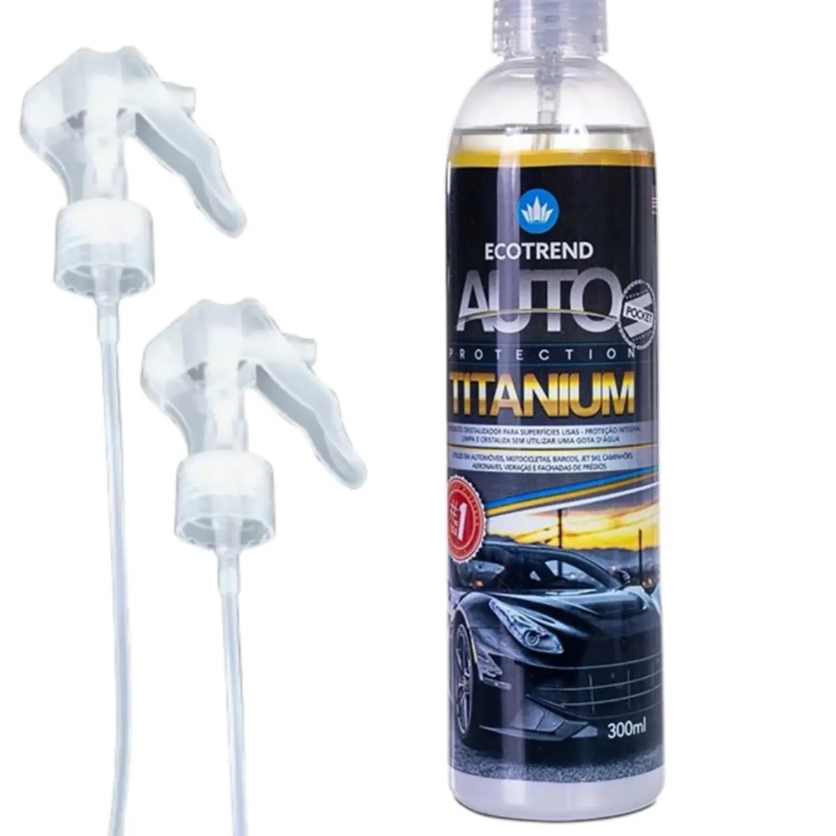 Ecotrend Cristalizador Automotivo Titanium 300 ml Fabricado nos Estados Unidos Cera Líquida Proteção Contra Raios UV Cristalização de Pintura Brilho Intenso Nanotecnologia Blueteck Alta Performance