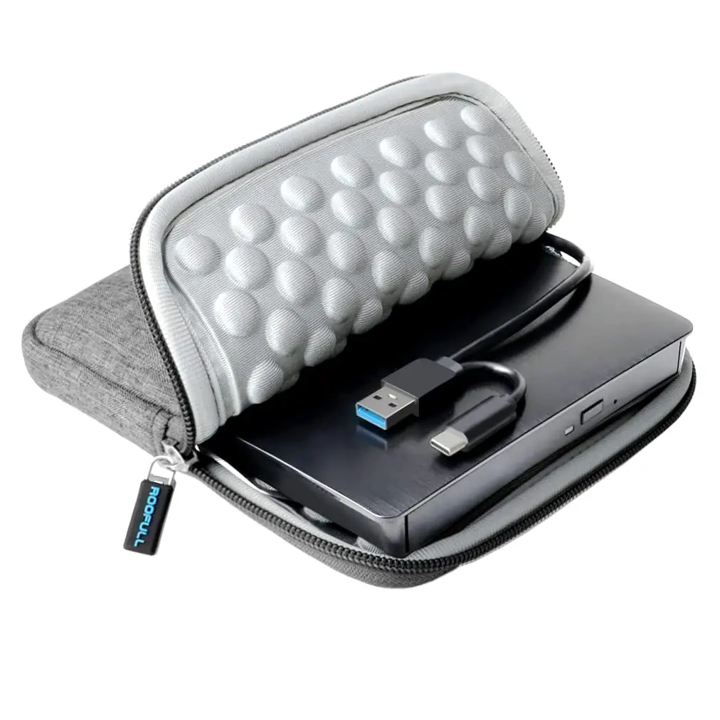 ROOFULL Unidade externa de CD/DVD com estojo de transporte para laptop, gravador de CD USB 3.0 tipo C, leitor de DVD, leitor de DVD ROM/RW, unidade de disco óptico portátil USB-C para Mac, PC, Windows - 1