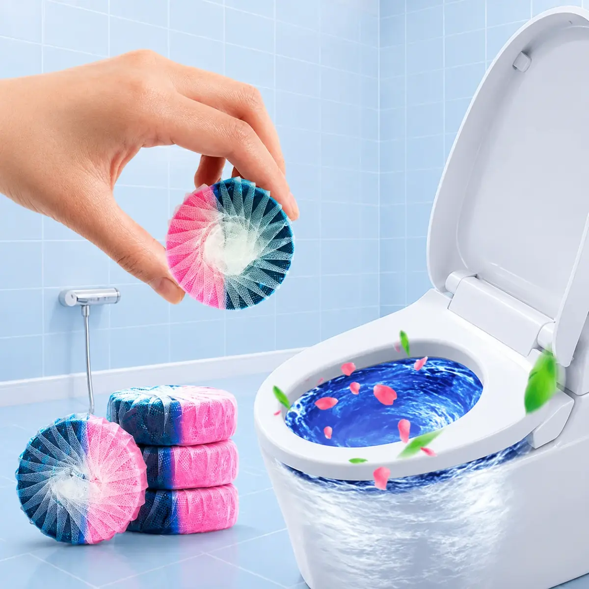 6/12 comprimidos de limpeza de vaso sanitário de longa duração-tecnologia de liberação sustentada para manchas duras limpador de vaso sanitário automático - 1