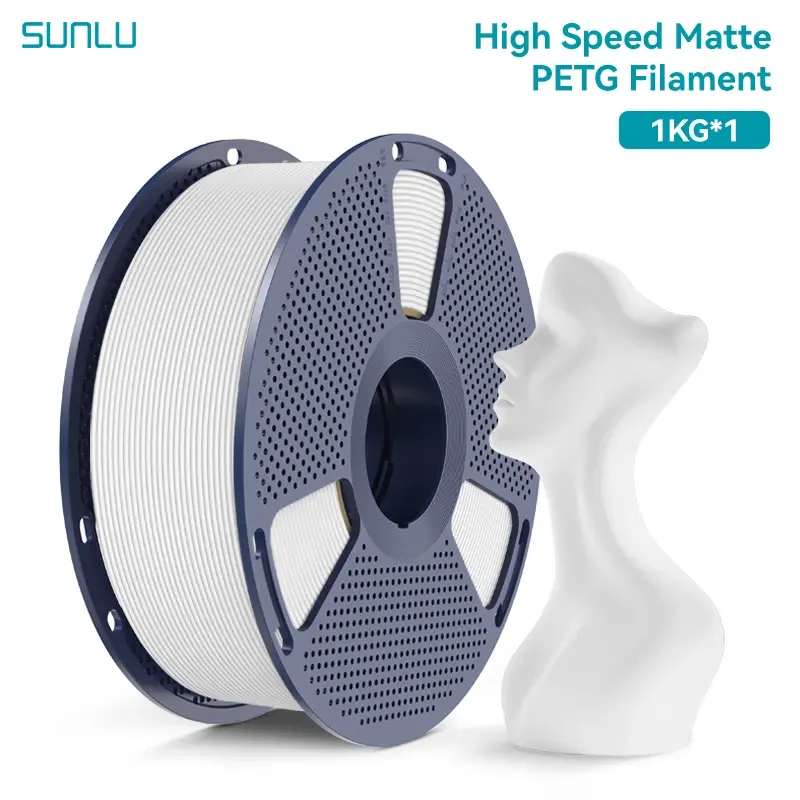 Filamento 3D SUNLU Matte PETG 1KG 600mm/s Alta Velocidade Acabamento Fosco 1.75mm±0.02mm PETG Enrolado com Precisão para a Maioria das Impressoras FDM