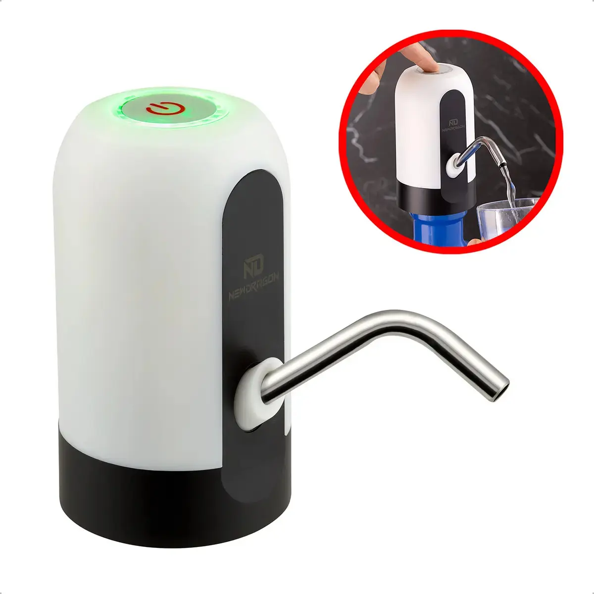 Bomba Elétrica Portátil USB Newdragon Para Galão 5L 10L 20L - 1