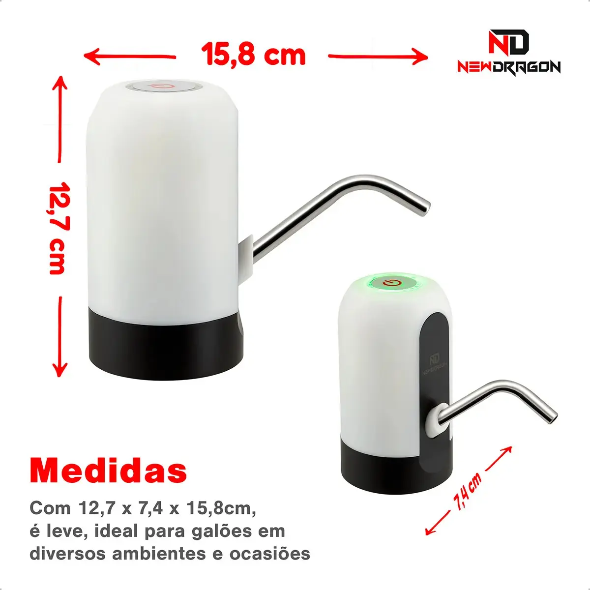 Bomba Elétrica Portátil USB Newdragon Para Galão 5L 10L 20L thumbnail 2