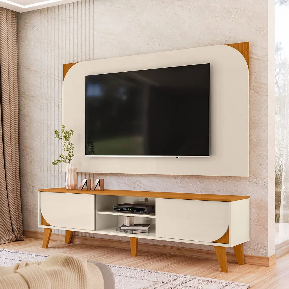 Rack para TV até 65 polegadas com painel 2 portas deslizantes MDP design moderno Elegante Duna