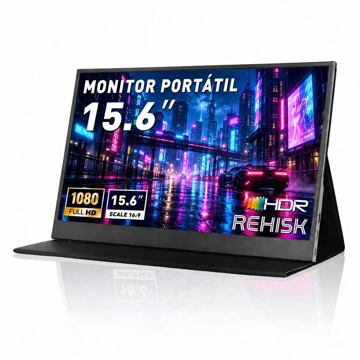 Monitor Portátil 15.6” Full HD 1080P IPS 60Hz, USB-C e Mini HDMI, Tela Extensora com Capa Suporte e Alto-falantes para Notebook, PC, Mac e Consoles - 1